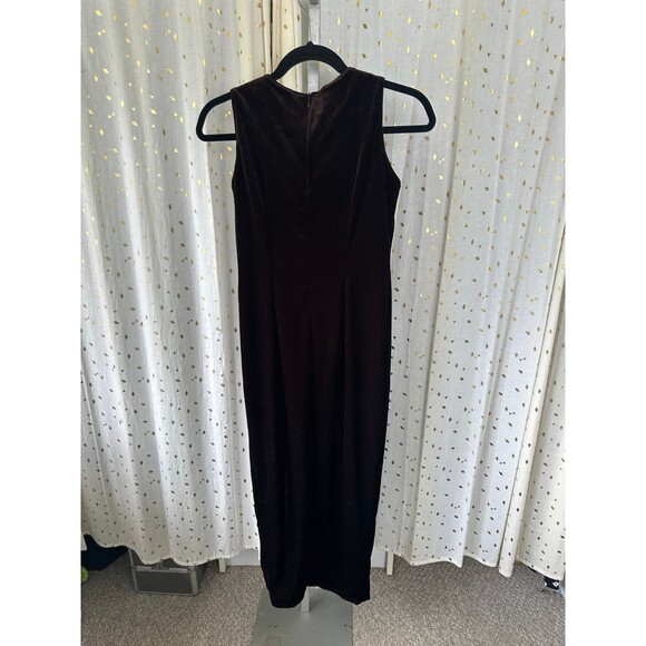 Vintage Asian Inspired Sequin Intricate Beading Chocolate Brown Velvet Dress S - Picture 4 of 4